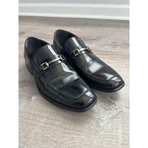Stacy Adams Black Leather Loafers Men's Slip-On Dress Shoes Metal Bit Size 10.5